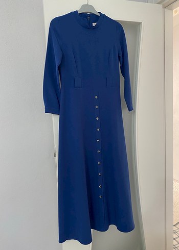 Mavi Uzun Tesettür  Elbise - Görsel 5