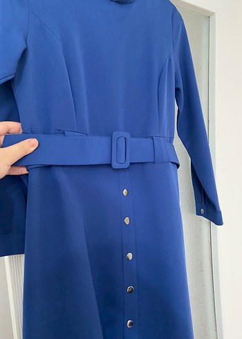 Mavi Uzun Tesettür  Elbise - Görsel 3