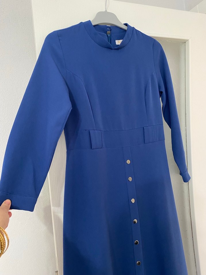 Mavi Uzun Tesettür  Elbise - Görsel 4