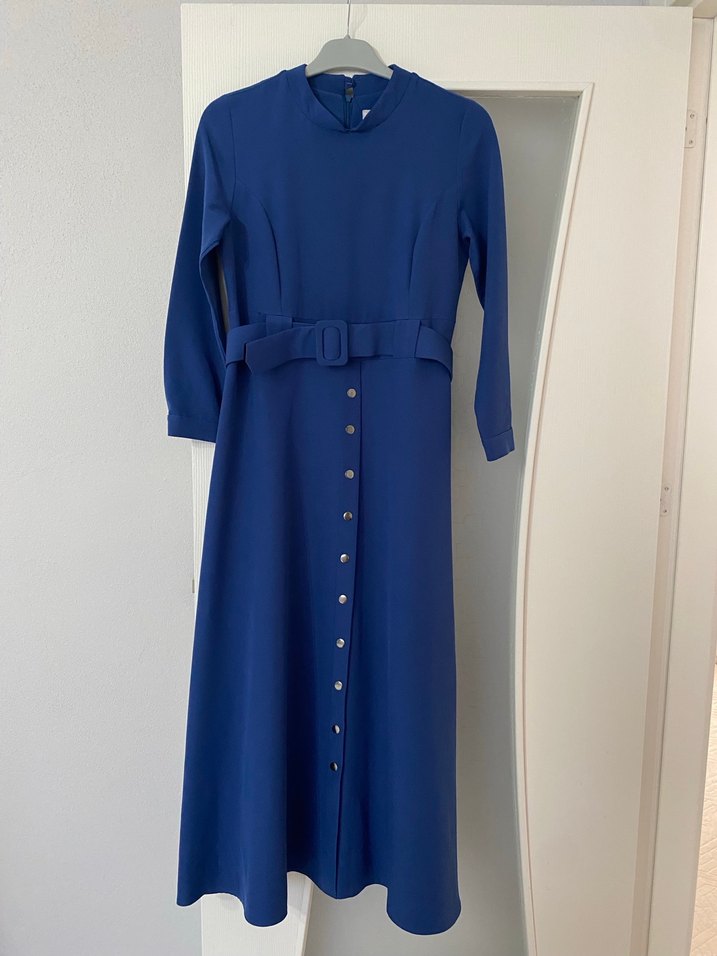 Mavi Uzun Tesettür  Elbise - Görsel 2