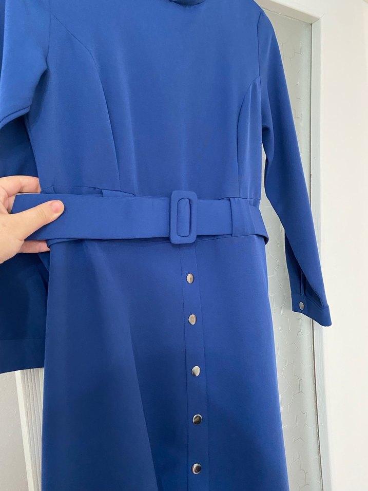 Mavi Uzun Tesettür  Elbise - Görsel 3