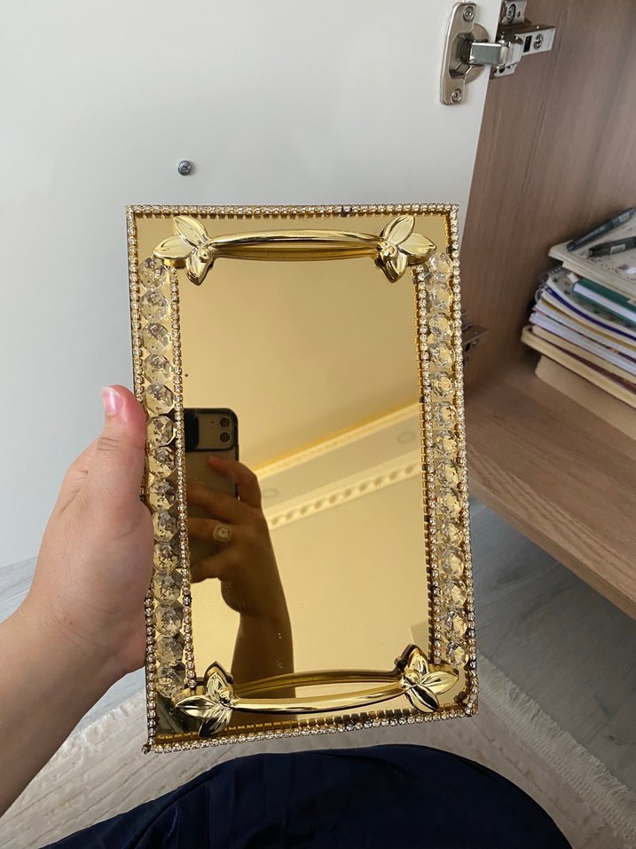 Parlak Altın Makyaj Organizer Tepsi - Görsel 2