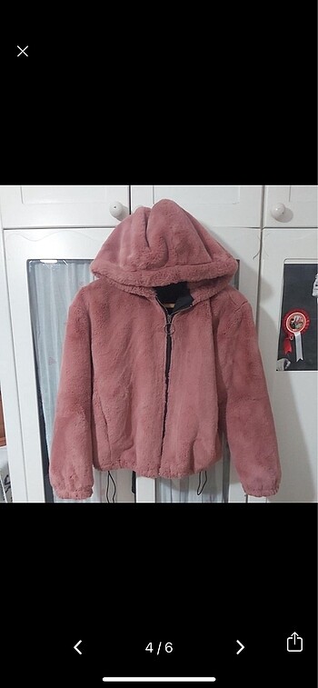 Peluş pembe bershka mont