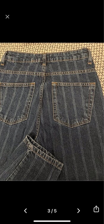 Çizgi detaylı jean pantolon - Görsel 3