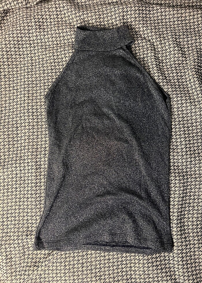 simli lacivert bluz - Görsel 2