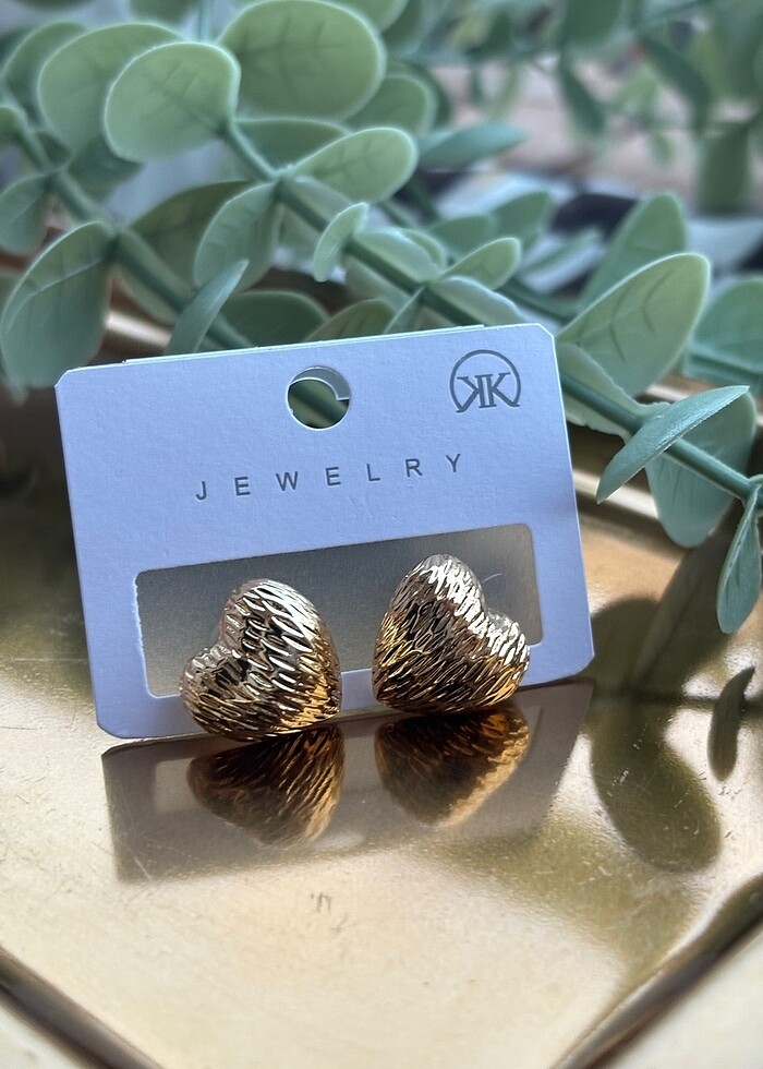 Bombe kalp çelik küpe kararma Solma yapmaz gold ve gümüş - Görsel 3