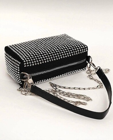 Taşlı sert kumaş çanta SIFIR ÜRÜN - Görsel 3