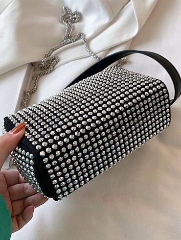 Taşlı sert kumaş çanta SIFIR ÜRÜN - Görsel 4
