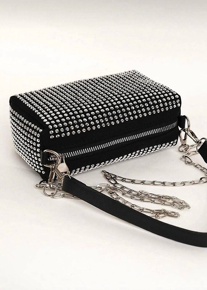 Taşlı sert kumaş çanta SIFIR ÜRÜN - Görsel 3