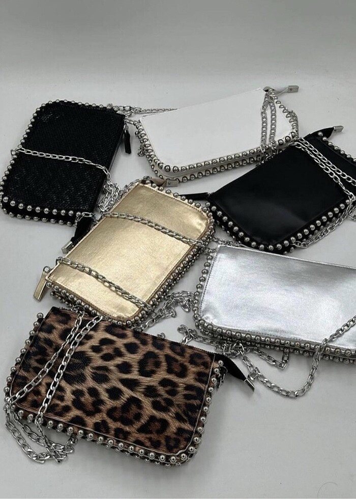 Gümüş parlak boncuklu çanta - Görsel 2