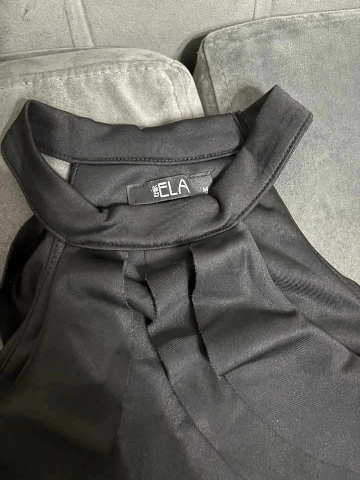 Fırfırlı Siyah kısa Kadın Abiye Elbise - Görsel 3