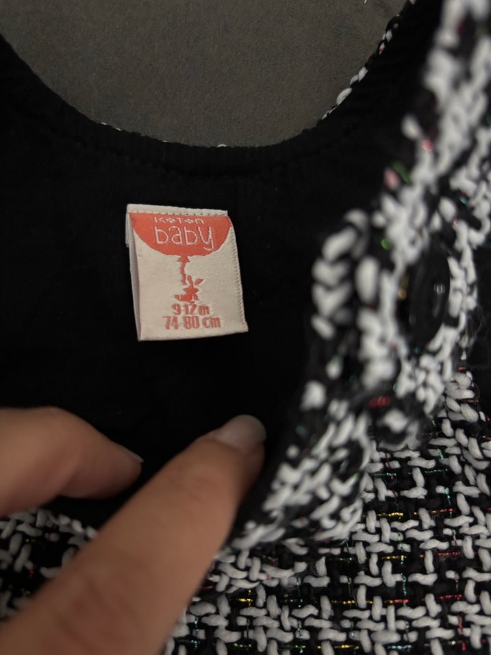 Gri Ekose desen kız çocuk tüvit elbise - Görsel 2