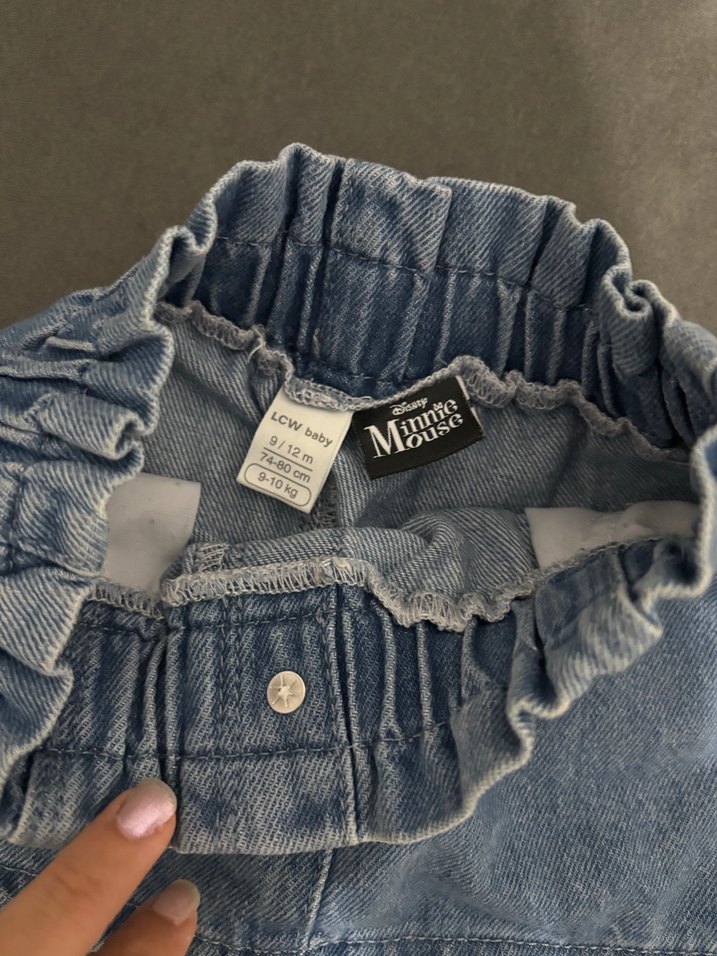 Düğmeli Nakışlı Mavi Kız Kot Etek - Görsel 2