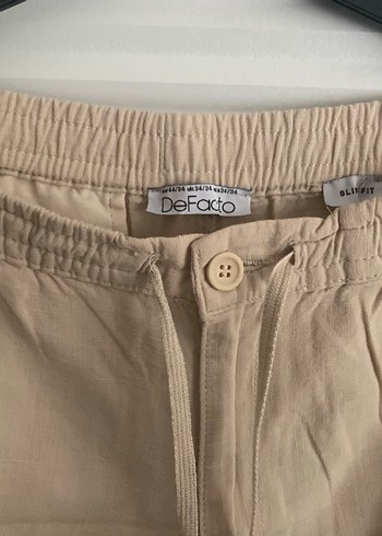 34 Beden Bej Keten Kumaş Pantolon