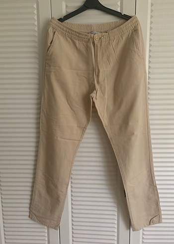 Bej Keten Kumaş Pantolon