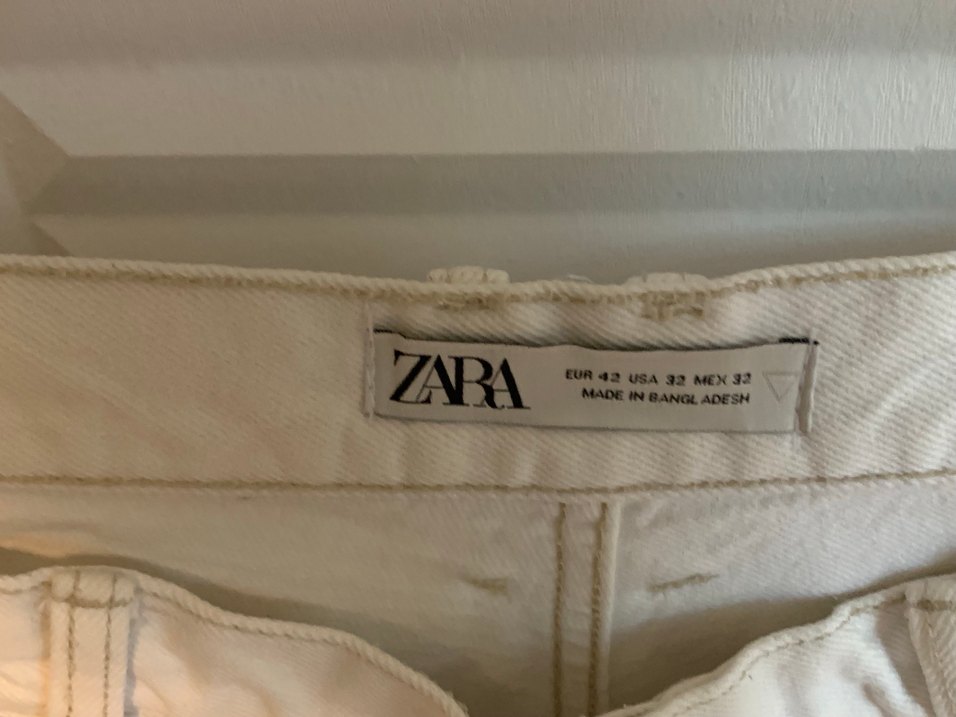 Beyaz Midi Boy Rahat Kesim Kot Pantolon - Görsel 2