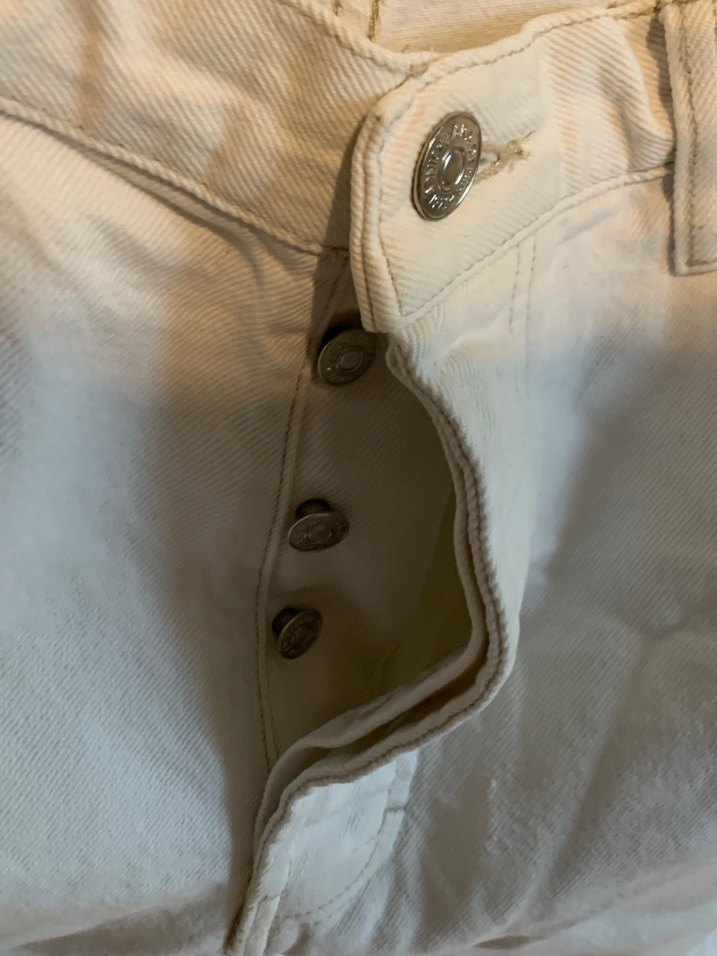 Beyaz Midi Boy Rahat Kesim Kot Pantolon - Görsel 3