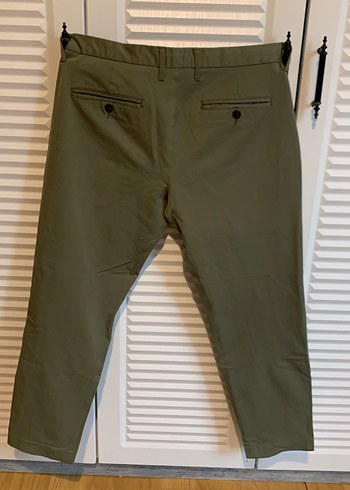 Erkek Koyu Haki Regular Fit Kemerli Pantolon - Görsel 3