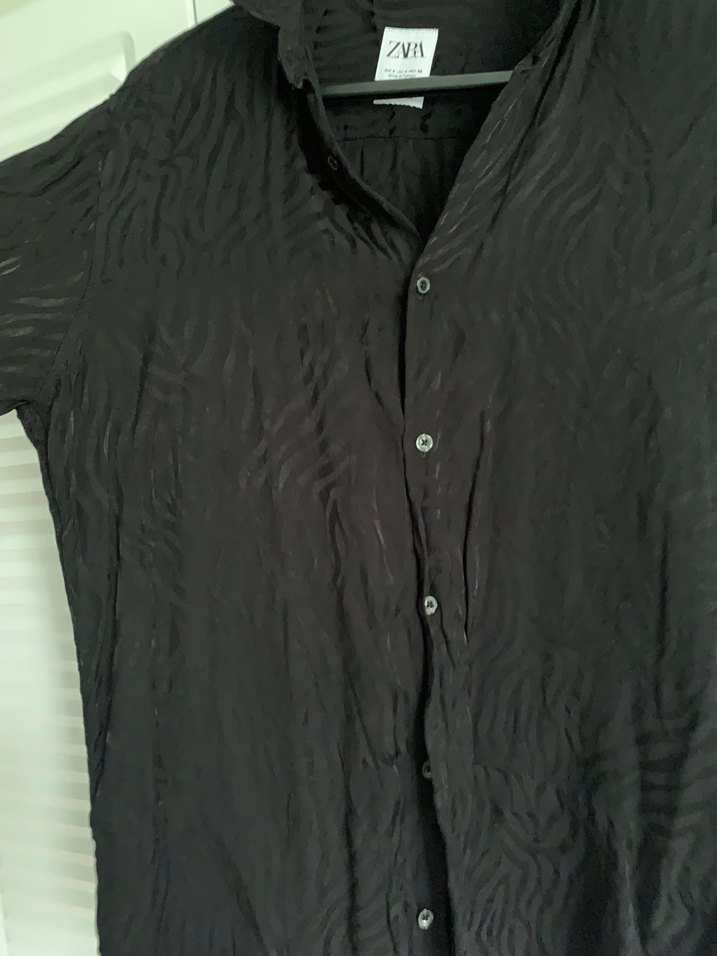 Siyah Keten Gömlek - Görsel 2