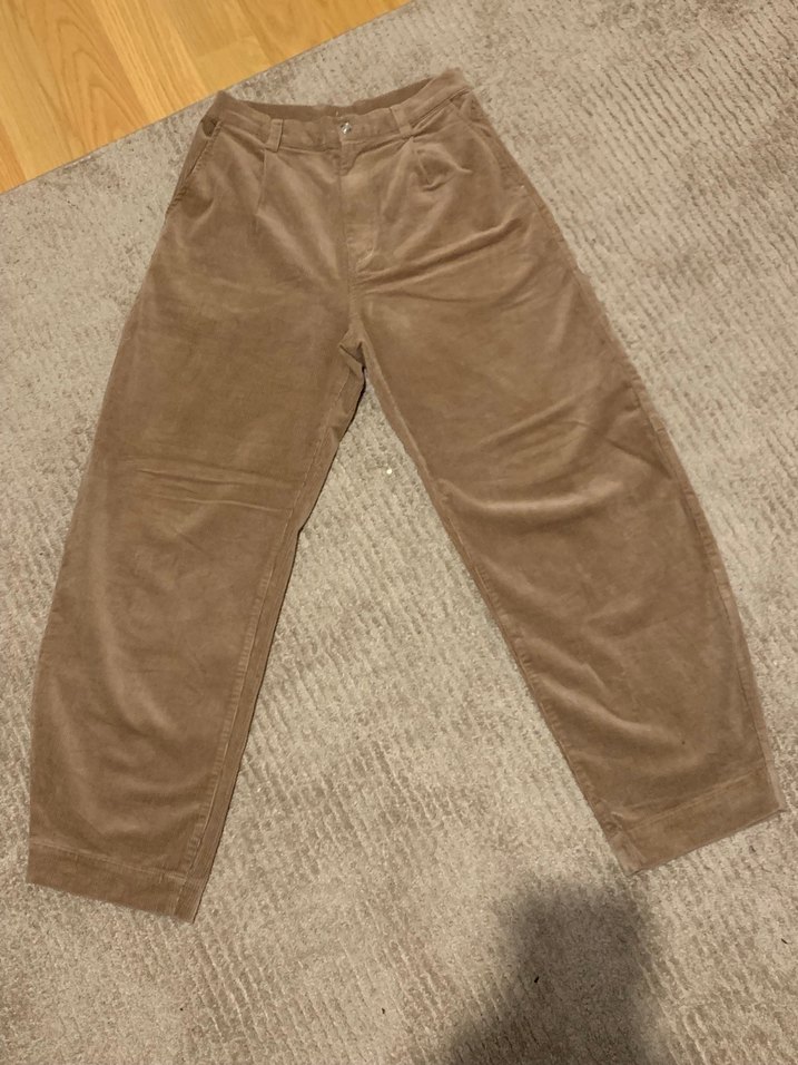 Kahverengi Süet Bol Kesim Pantolon - Görsel 2