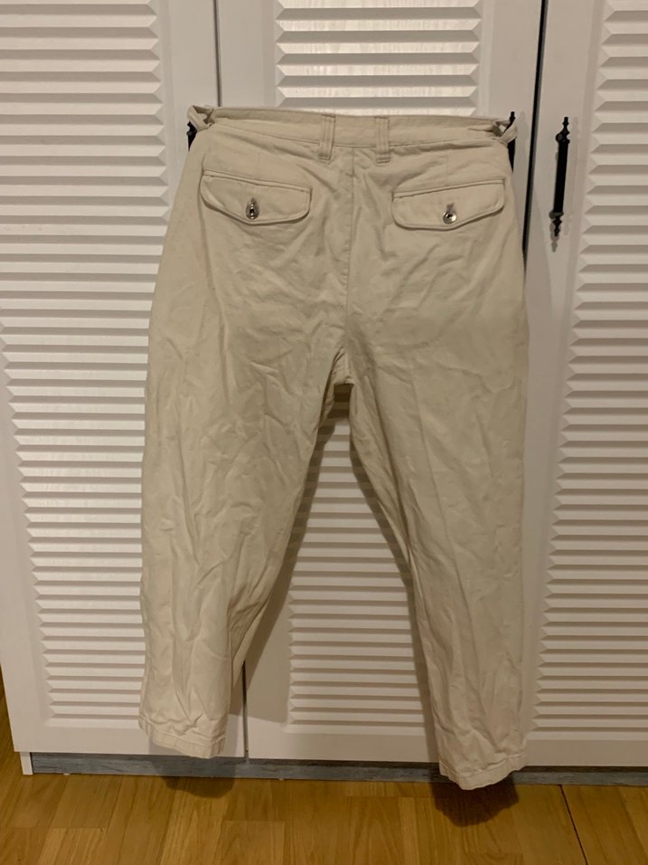 Bej Keten Rahat Kesim Midi Pantolon - Görsel 3