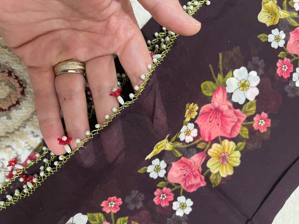 İğne oyası boncuklu çeyizlik yazma - Görsel 3