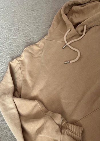 Bej Kapüşonlu Bol Kesim Kadın Sweatshirt