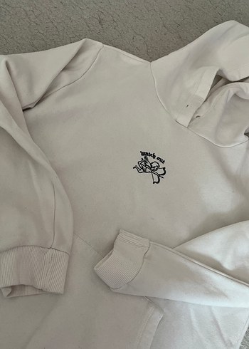 Beyaz Baskılı Kadın Sweatshirt