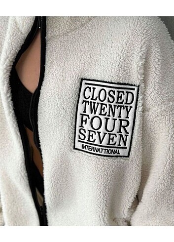 m Beden Nakışlı polar peluş hırka ceket unisex oversize