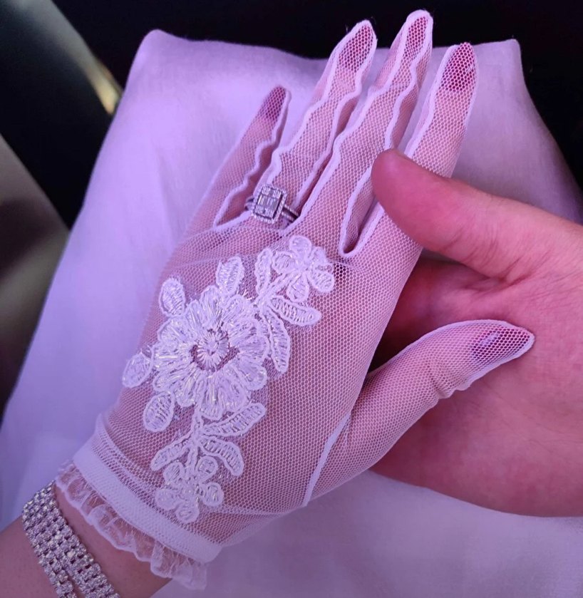 Dantel Detaylı Beyaz Vintage Kadın Eldiven - Görsel 3