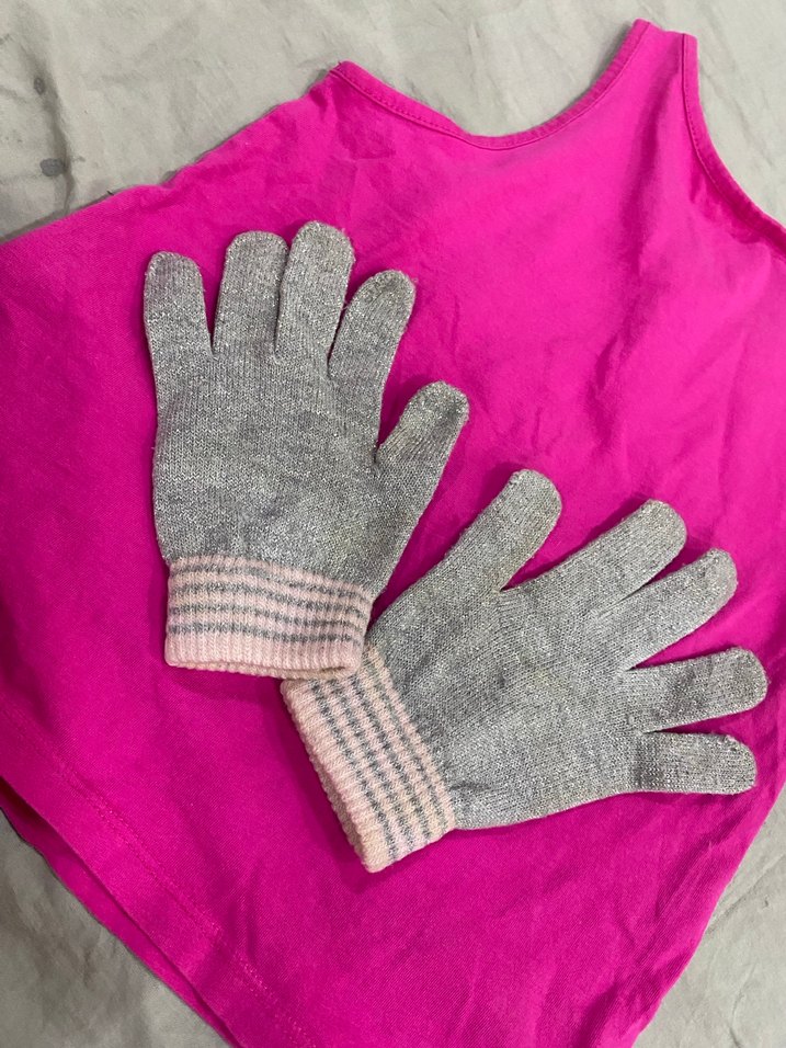 Kız Çocuk Gri Örgü Eldiven - Görsel 2