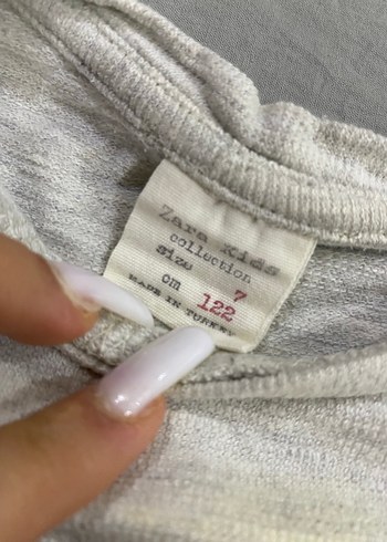 zara Kız Çocuk Gri Payetli Baskılı Uzun Kollu Tişört - Görsel 3