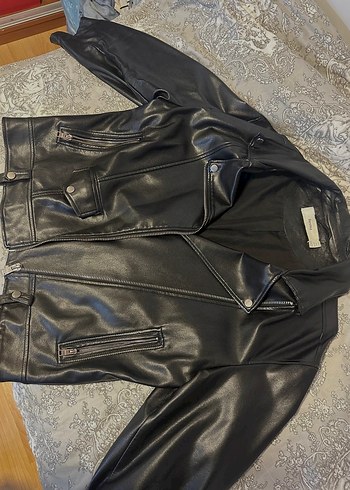 Siyah Deri Biker Ceket - Görsel 2