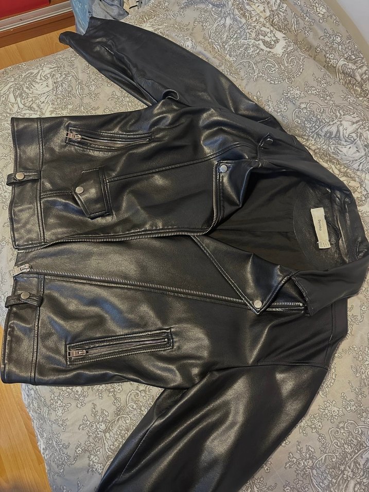 Siyah Deri Biker Ceket - Görsel 2