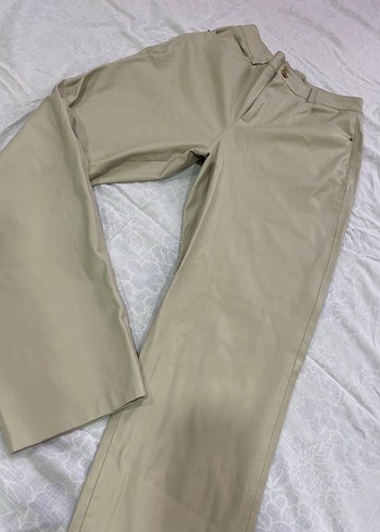 Zara Bej Deri Pantolon