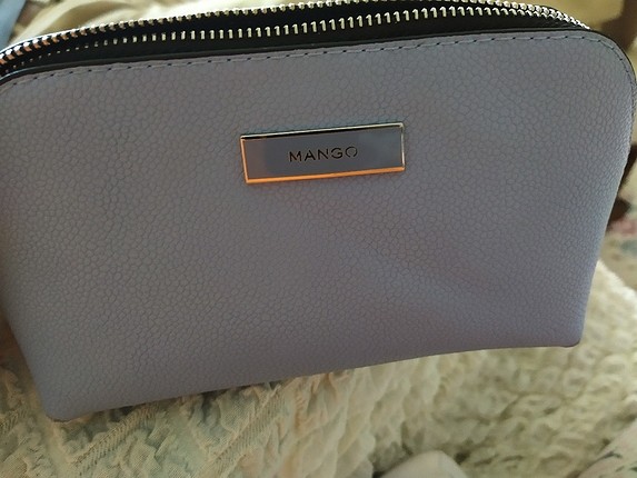 Mango mavi makyaj çantası
