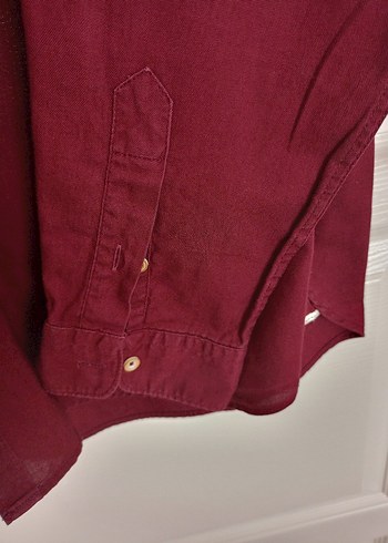 l/xl Beden Bordo Düğmeli Erkek Keten Gömlek
