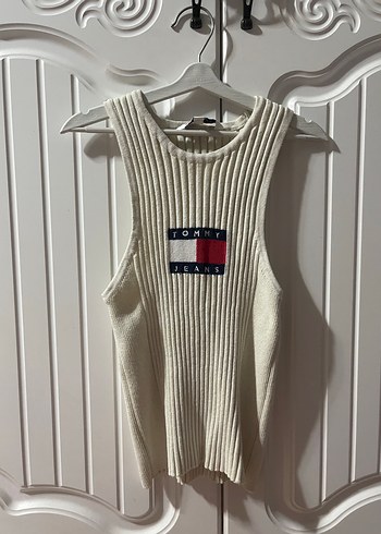 Tommy Jeans Beyaz Örgü Kadın Süveter