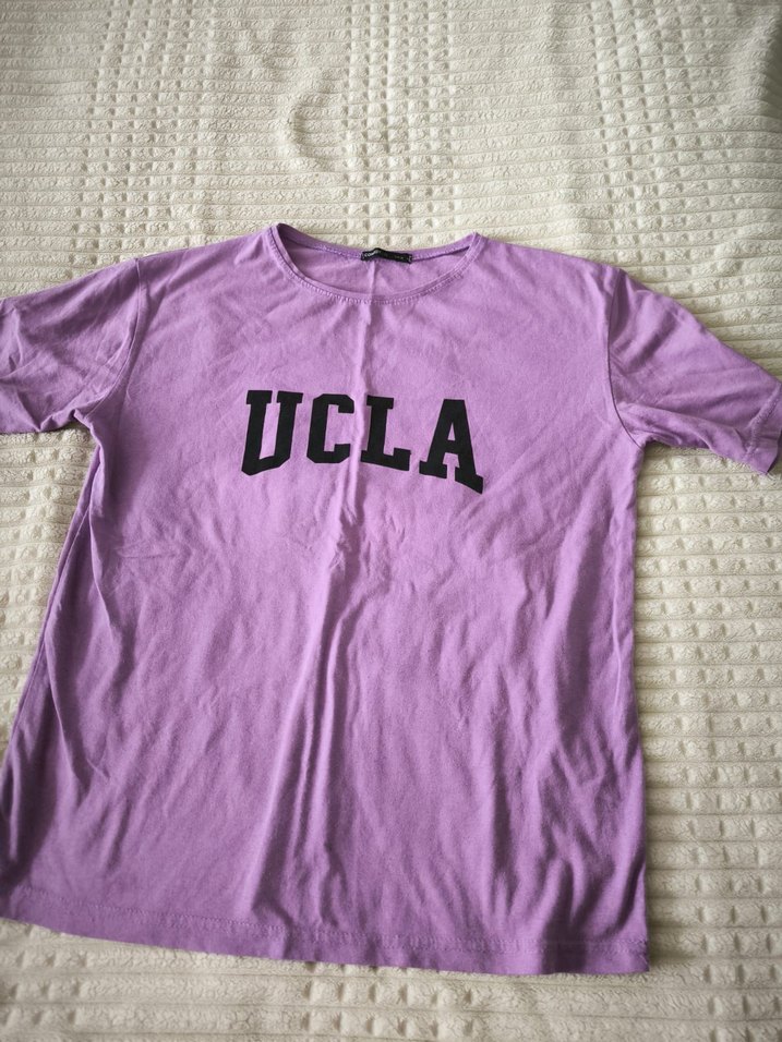 Lila Pamuklu UCLA Baskılı Hamile Tişörtü - Görsel 3