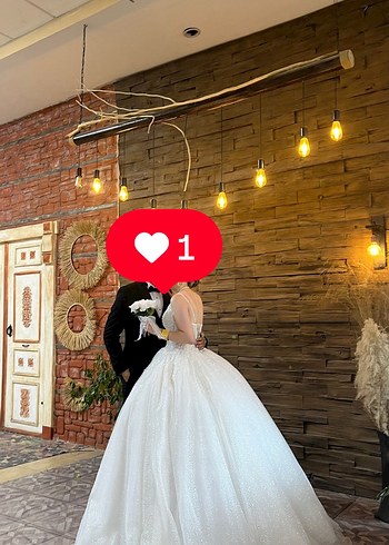 Askılı Beyaz A Kesim Uzun Gelinlik - Görsel 2