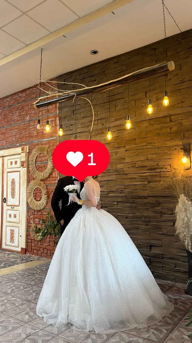 Askılı Beyaz A Kesim Uzun Gelinlik - Görsel 2