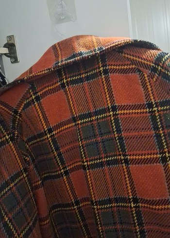 Kahverengi Ekoseli Yünlü Kadın Ceket - Görsel 7