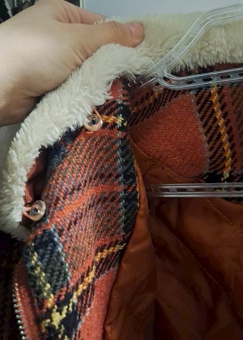 Kahverengi Ekoseli Yünlü Kadın Ceket - Görsel 4