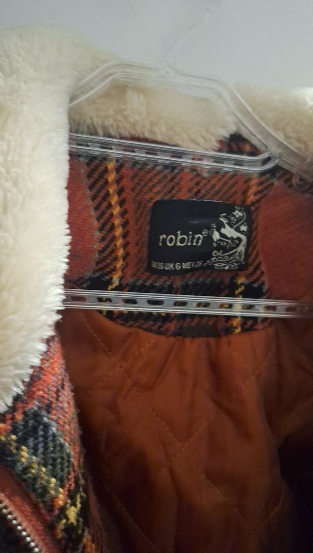 Kahverengi Ekoseli Yünlü Kadın Ceket - Görsel 2