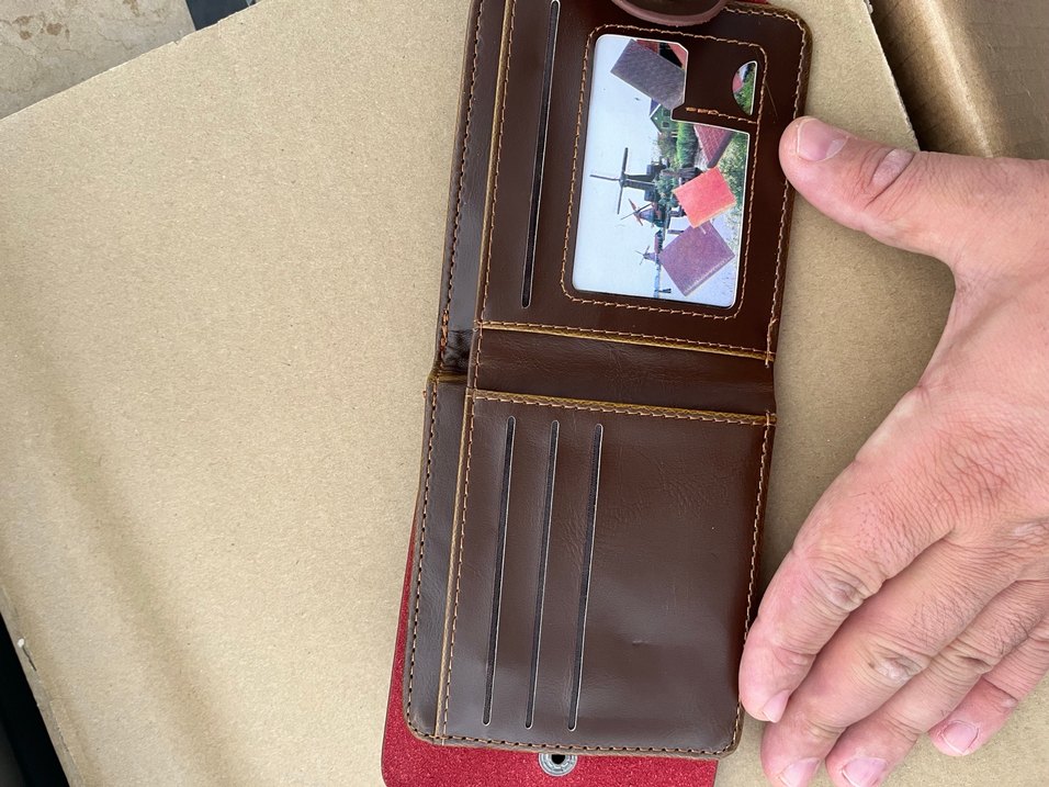 Baskılı Kahverengi Deri Erkek Cüzdan - Görsel 3