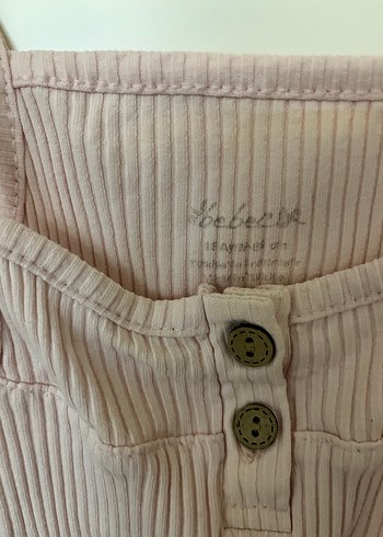 Kız Çocuk Düğmeli Pembe İnce Askılı Atlet - Görsel 2