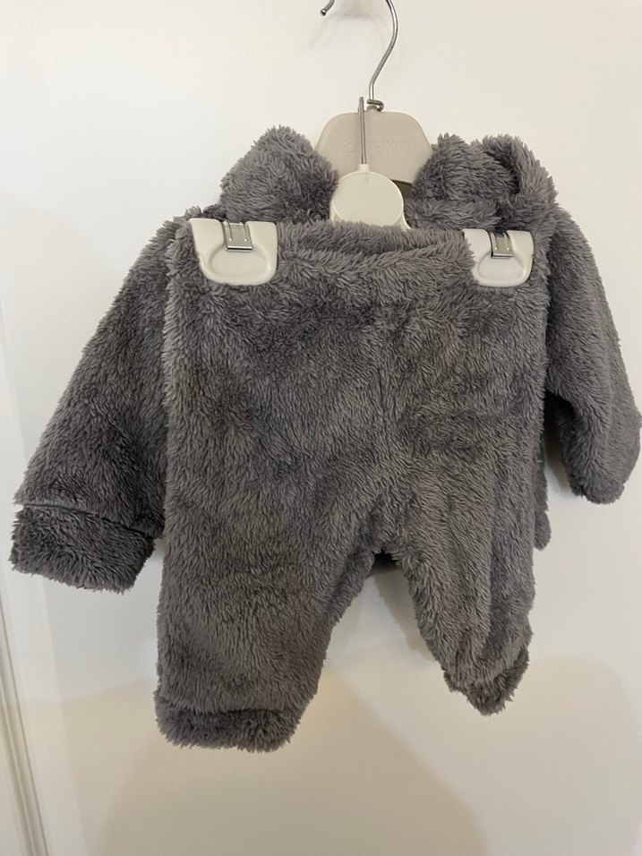 Gri Bebek Erkek Kürklü Tulumu - Görsel 2