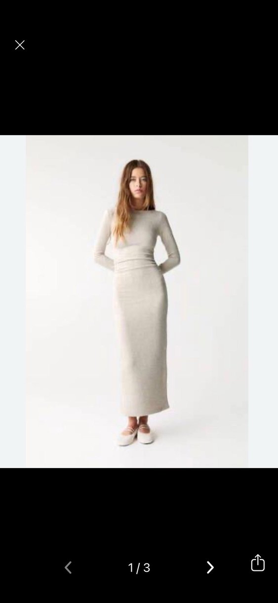 Bej Drapeli Uzun Elbise - Görsel 4