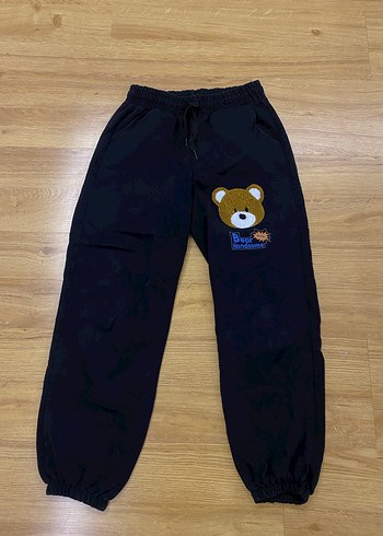 Ayı Baskılı Siyah Rahat Kesim Eşofman - Görsel 18