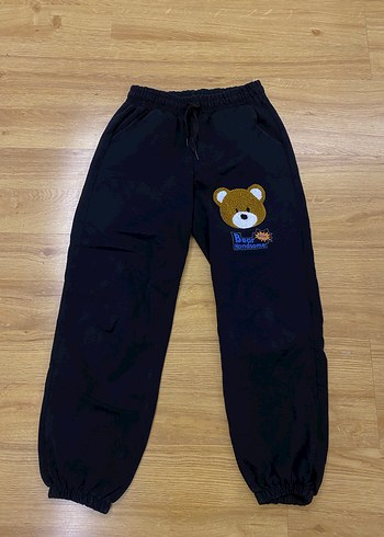 Ayı Baskılı Siyah Rahat Kesim Eşofman - Görsel 3